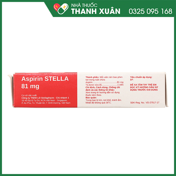 Aspirin Stella 81mg dự phòng đột quỵ, nhồi máu cơ tim
